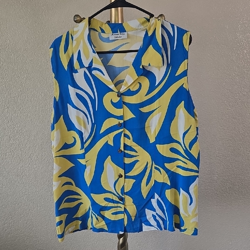 Blue and Yellow Floral Button Down Shirt